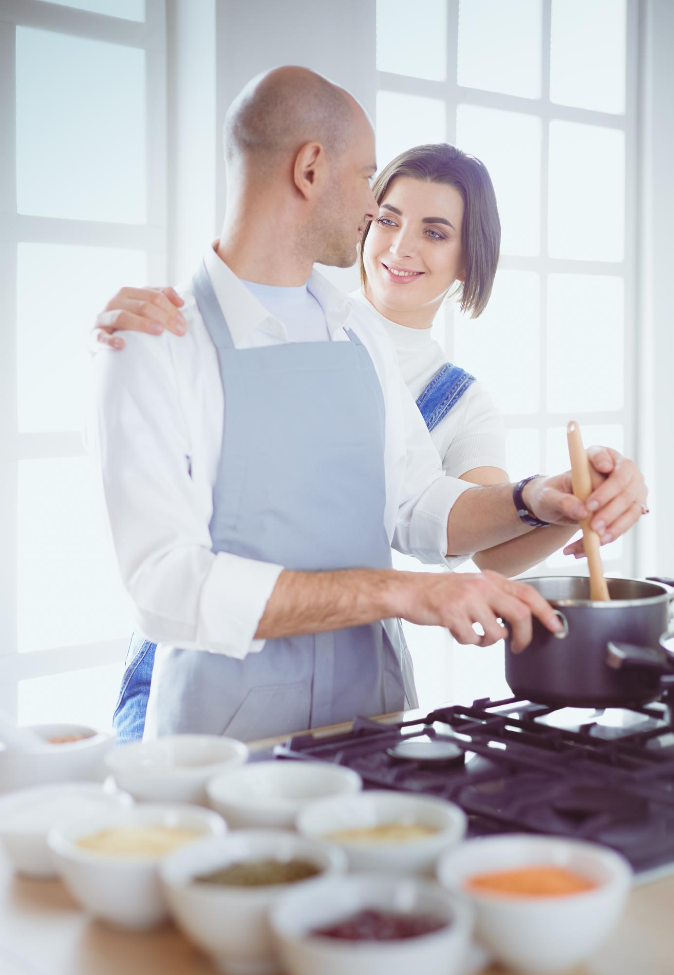 Workshop chef with team in kitchen